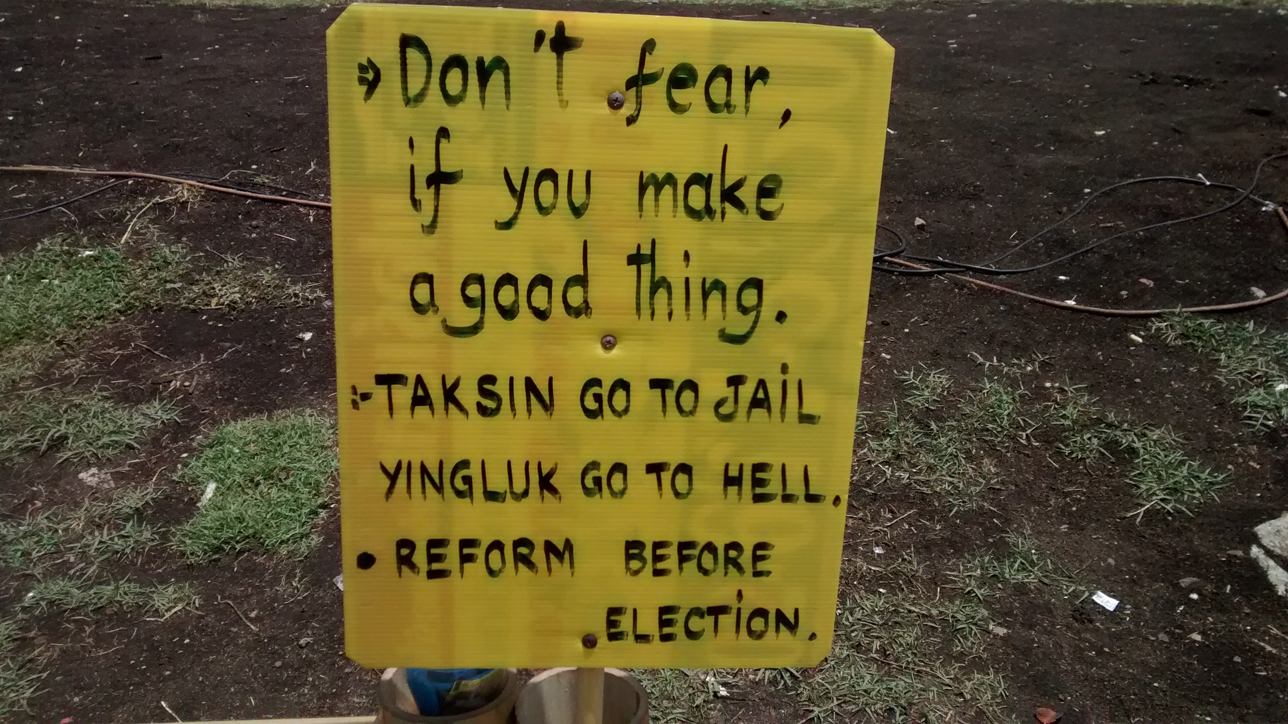Lumphini Park Protest Sign